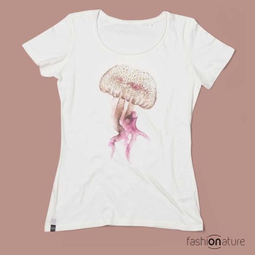 T-shirt Medusa White donna sagomata, con cuciture laterali. Tessuto con effetto Vintage con una piacevole resa al tatto. Realizzata in Jersey Organico 120 g