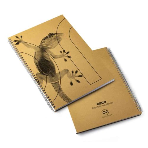 Gecko naturebook taccuino block note GECO formato A4 in carta riciclabile con 50 fogli, rilegatura in spirale metallica