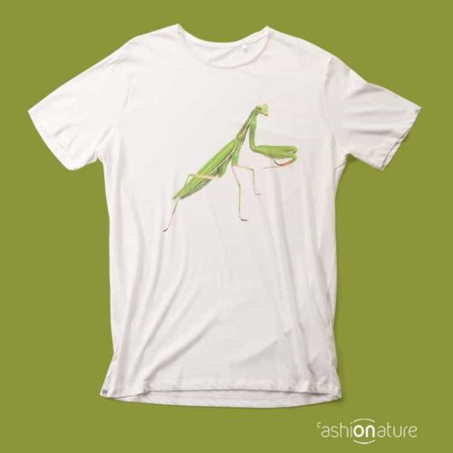 Men’s Mantis white T-Shirt - Fashion Nature, l'esclusiva maglietta con la mantide