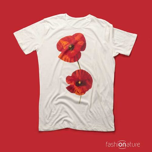 Men’s Papavero White T-Shirt - ashion Nature, 100% cotton OEKO-TEX
