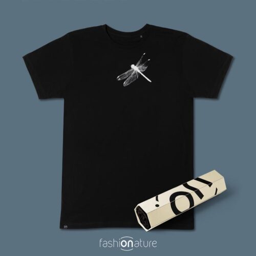 Men’s Dragonfly Black T-Shirt cotone BIO